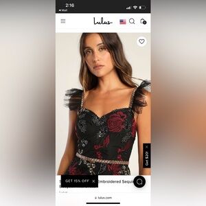 Lulus Show Stopper Black Embroidered Sequin Bodycon Midi Dress